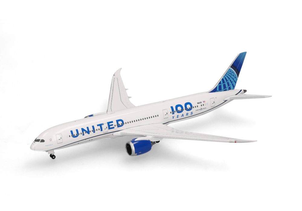Herpa 539050 United Airlines Boeing 787-9 Dreamliner 100 Years 1:500