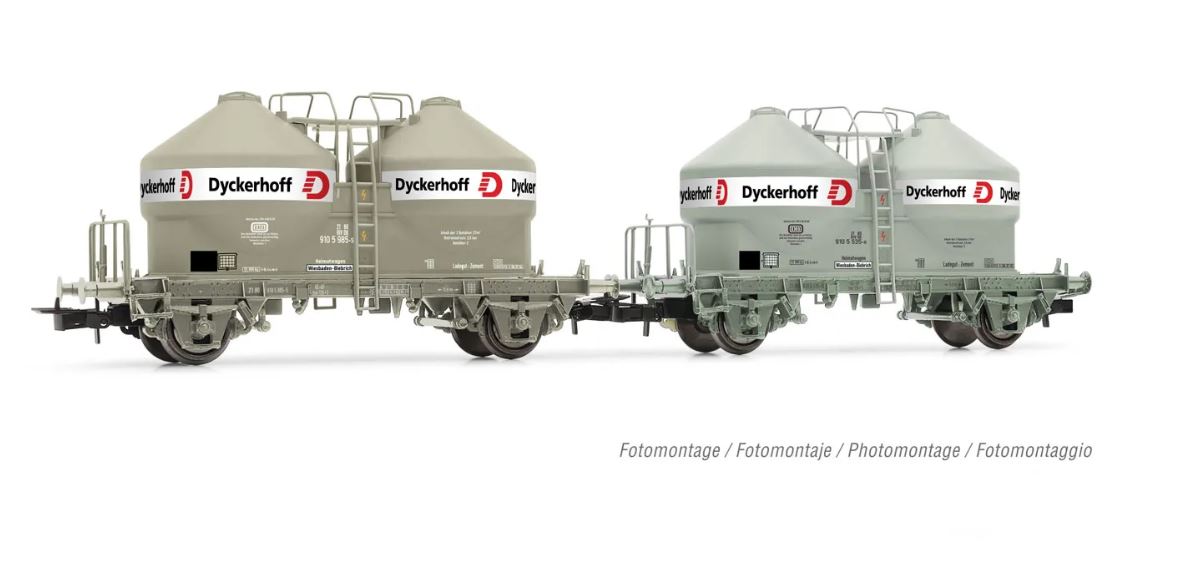 Rivarossi HR6591 DB 2-tlg Set 2-achs Silowagen Ucs 1:87 Spur H0 DC