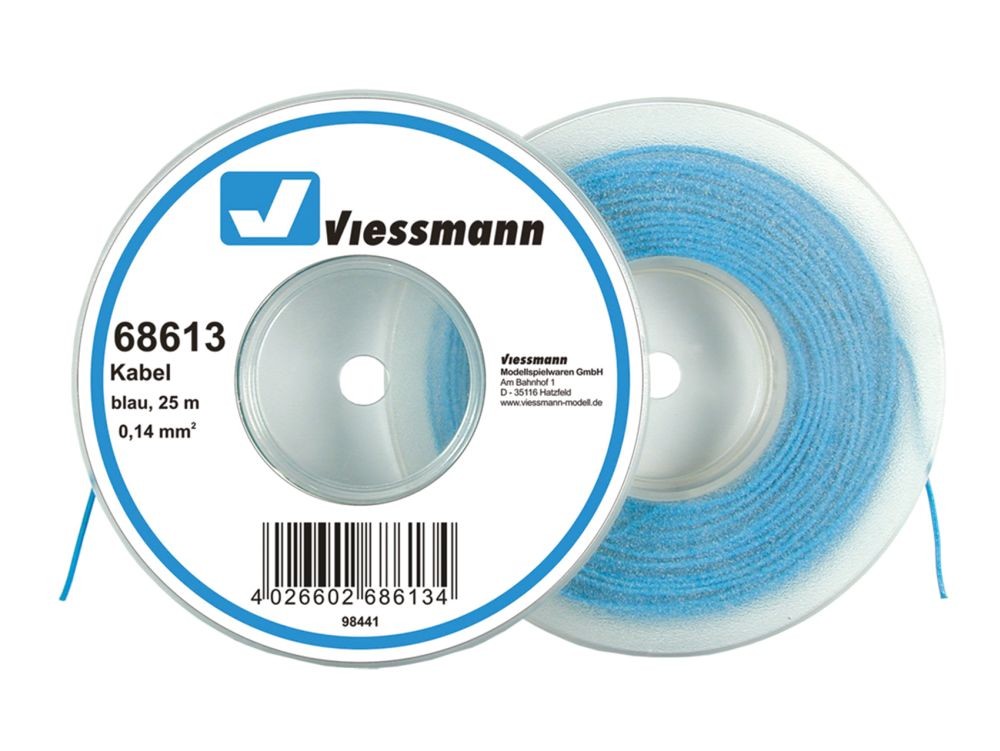 Viessmann 68613 Kabel auf Abrollspule 0,14 qmm, blau, 25 m