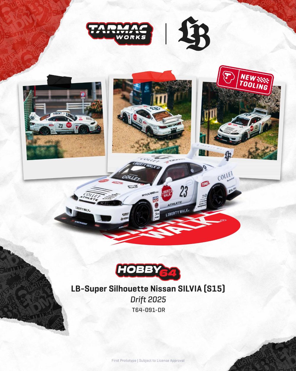 Tarmac Works T64-091-DR 1:64 NISSAN SILVIA (S15) LB-SUPER SILHOUETTE WHITE 2025
