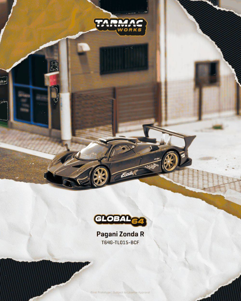 Tarmac Works T64G-TL015-BCF 1:64 PAGANI ZONDA R MATTE EXPOSED CARBON FIBER 2007