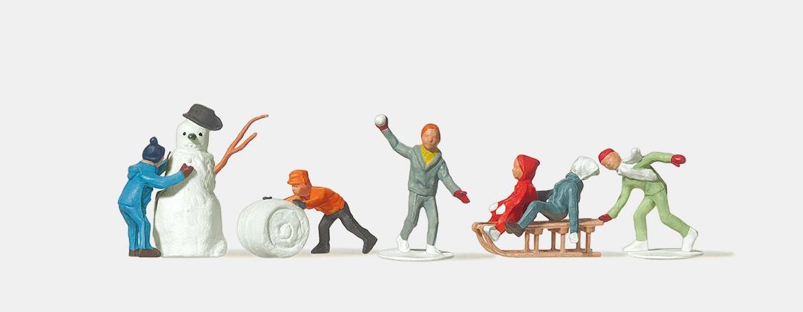 Merten 0212230 Kinder mit Schneemann 1:87 Spur H0 Neu OVP Figuren