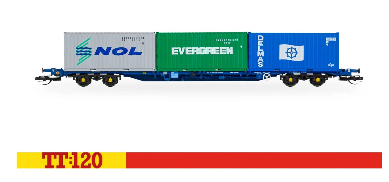 Hornby TT6032 Touax KFA Container Wagon 3x20 Containers Spur TT