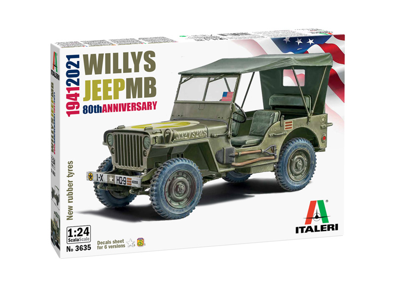 Italeri 3635 Willys Jeep MB 80th Anniversary 1941-2021 1:24 NEU