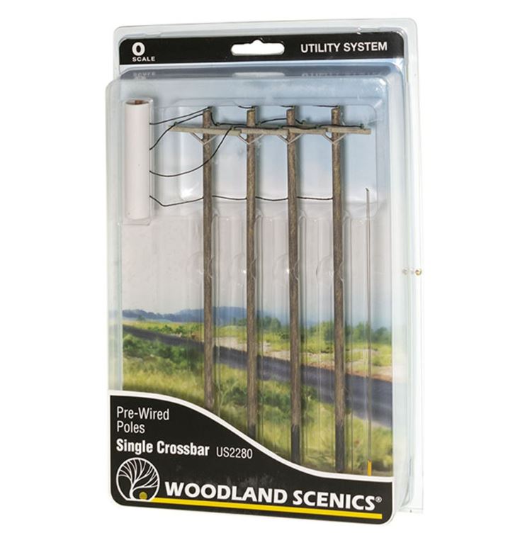 Woodland Scenics US2280 Wired Poles Single Crossbar - Spur 0 - Neu - OVP