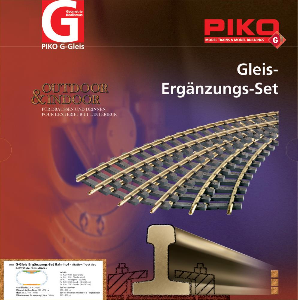 Piko 35300 Gleis Ergänzungs-Set Bahnhof 1:22,5 Spur G Neu OVP