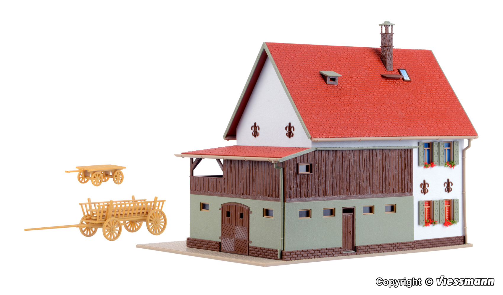 Vollmer 43721 Bauernhaus mit Scheune 1:87 Spur H0 Bausatz Neu