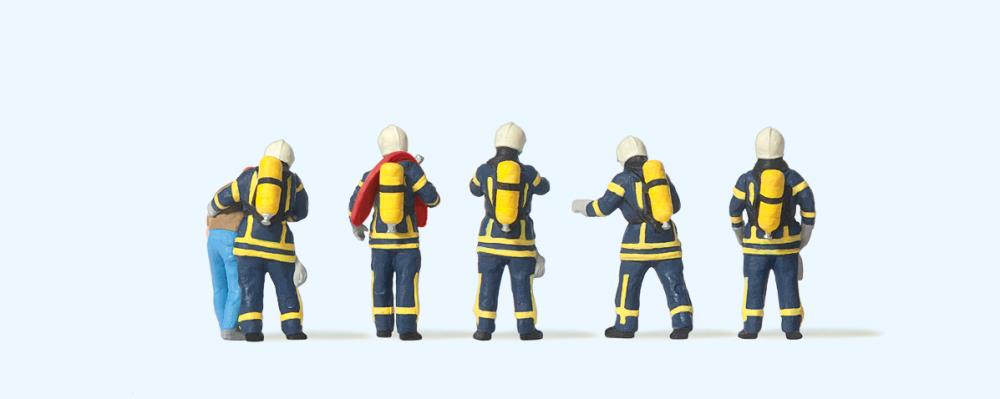 Preiser 10765 Feuerwehrleute in moderner Einsatzkleidung - Spur H0