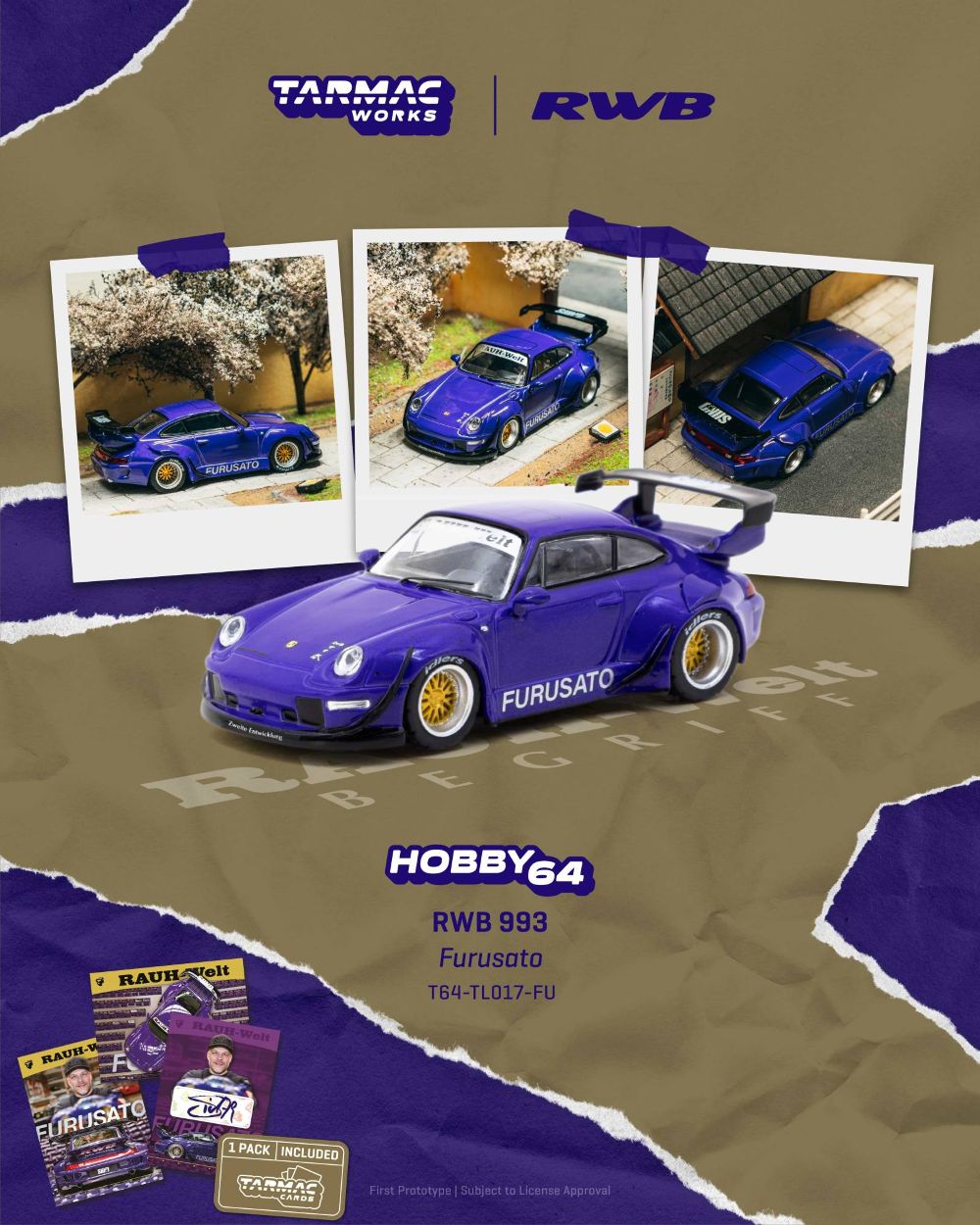 Tarmac Works T64-TL017-FU 1:64 PORSCHE RWB 993 FURUSATO PURPLE 2024