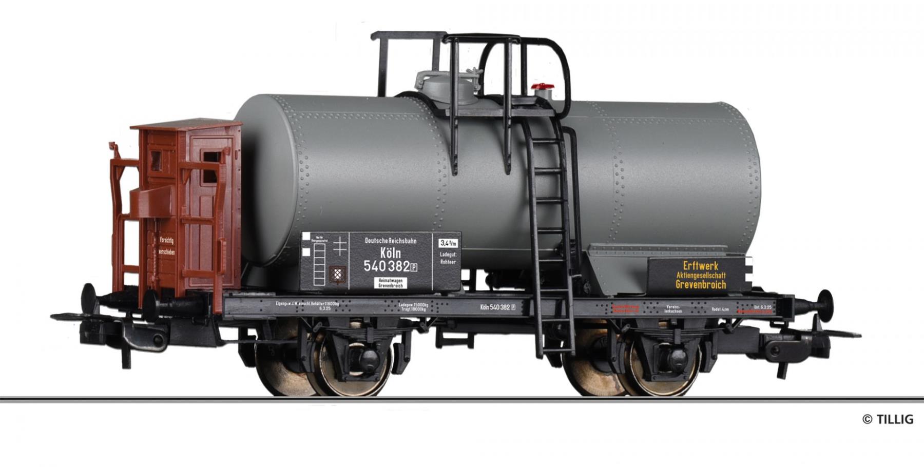 Tillig 77042 Kesselwagen eingestellt bei der DRG 1:87 Spur H0 DC