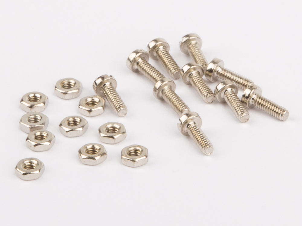 Wilesco 01542 Schrauben + Muttern, M2, 10 Paar, vernickelt