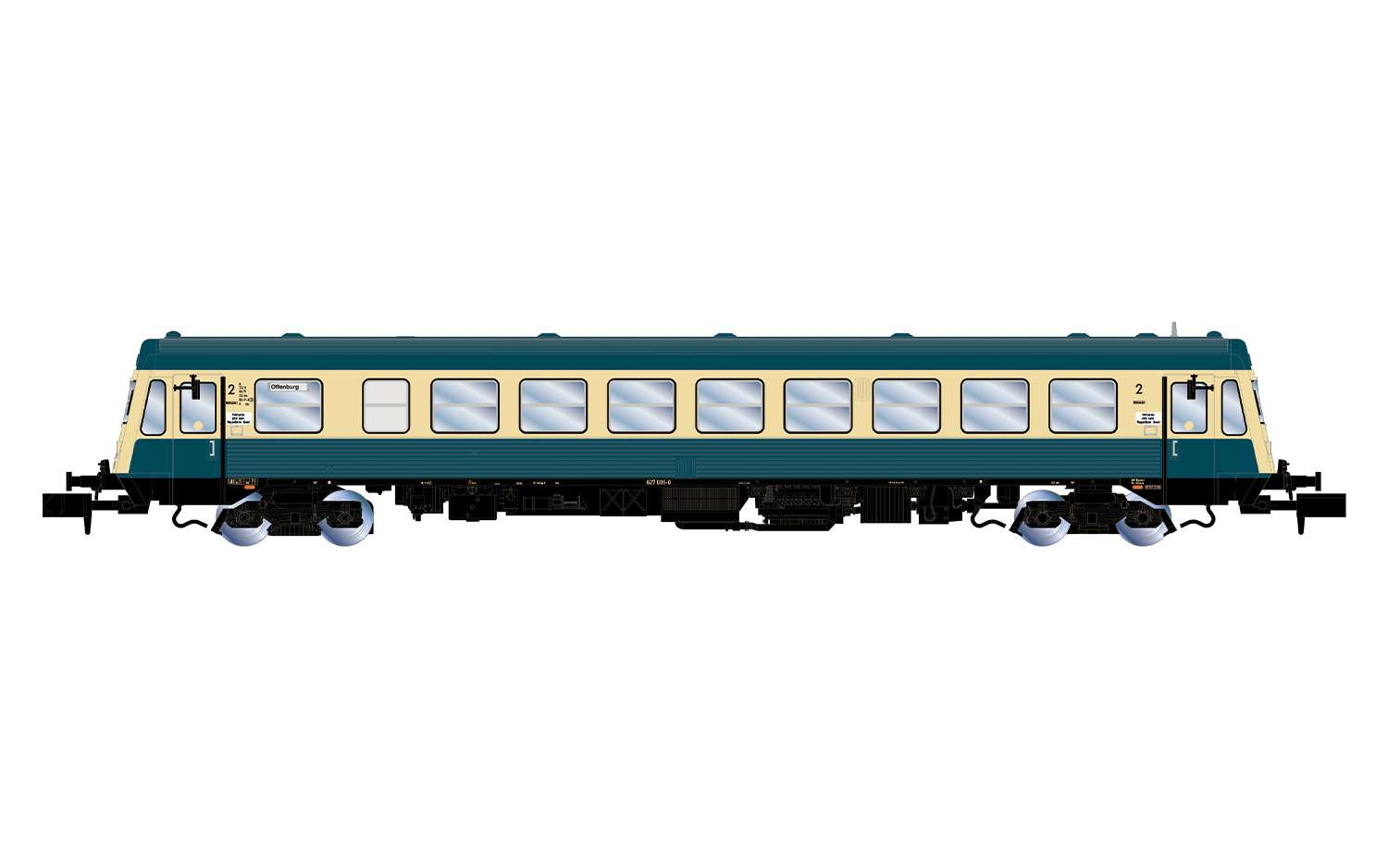 Arnold HN2696 DB, 4-achs. Dieseltriebwagen Baureihe 627.0, blau-beige Farb