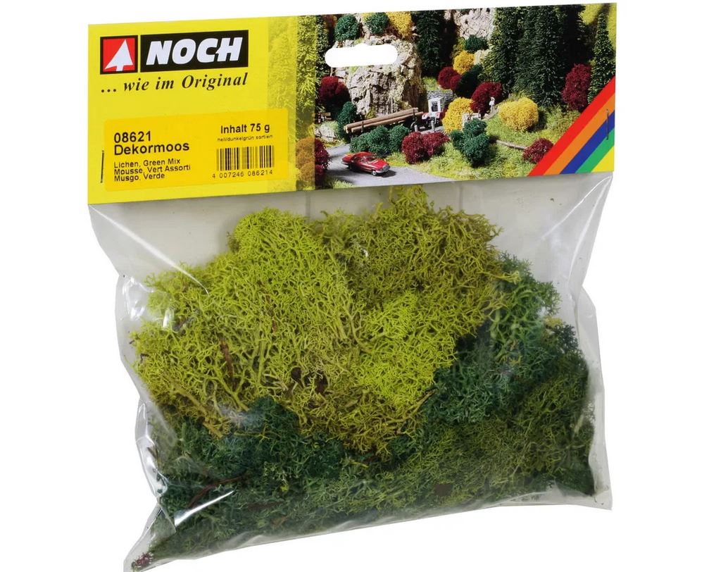 Noch 08621 Dekormoos hell- und dunkelgrün sortiert 75 g Beutel
