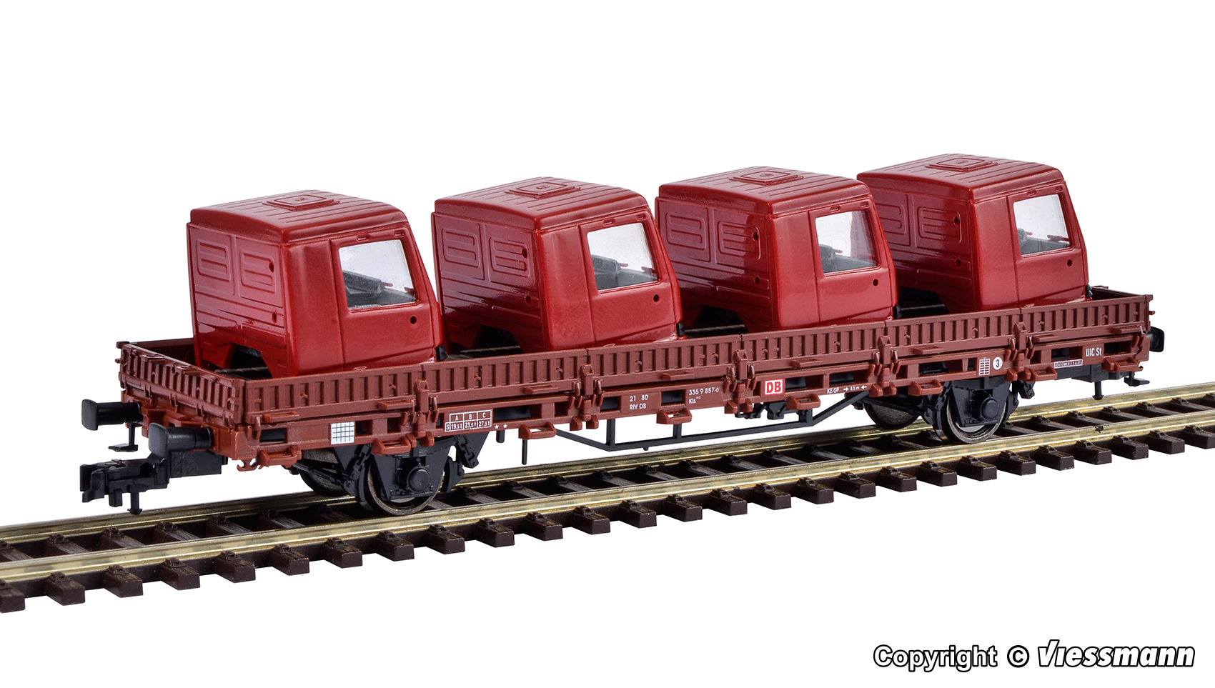 Kibri 26253 Niederbordwagen mit Führerhäusern beladen Spur H0