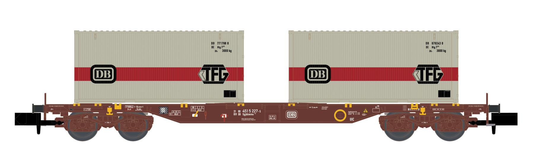 Hobbytrain H23201 Containerwagen Sgjkkmms 699 DB, Ep.IV Spur N