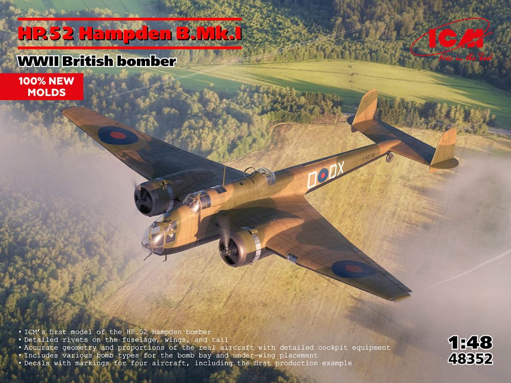ICM 48352 HP.52 Hampden B.Mk.I WWII British bomber 1:48 NEU