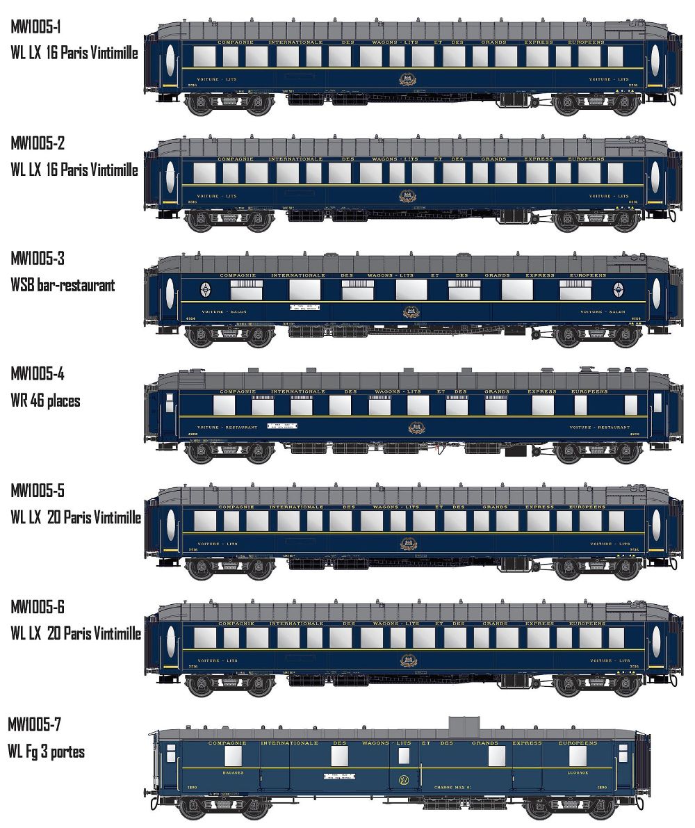 Models World MW1005 7er Set Personenwgn CIWL Ep.III Le Train Bleu Spur H0