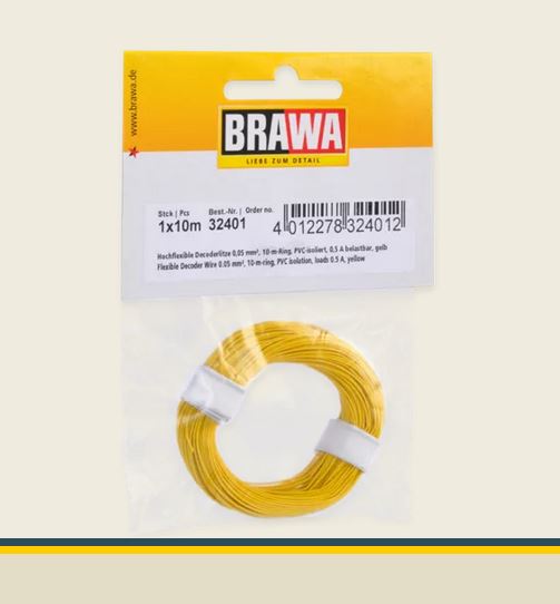 Brawa 32401 Hochflexible Decoderlitze 0,05 mm² gelb Neu OVP