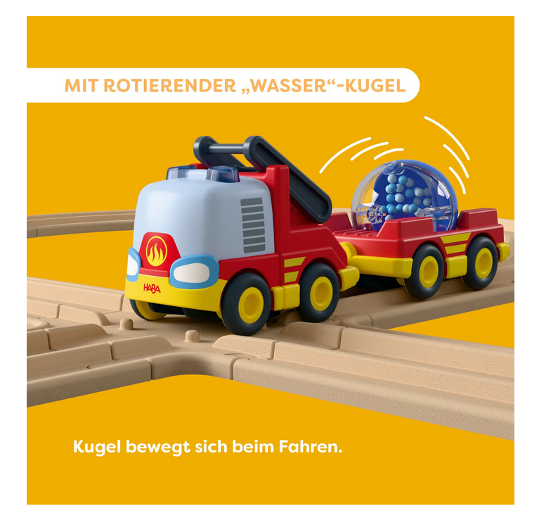 HABA 2013816001 Cars Feuerwehr-Spielset 2 Autos Hänger Wasser-Kugel