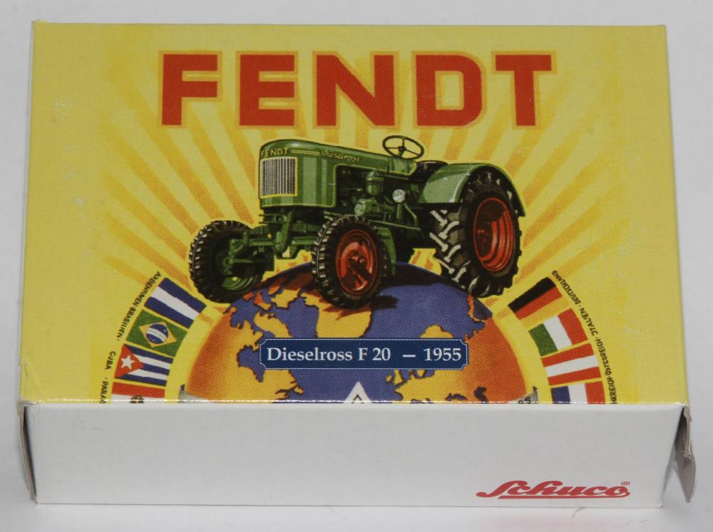 Schuco Piccolo Traktor Fendt Dieselross F 20 (1955) mit Anhänger 1:90