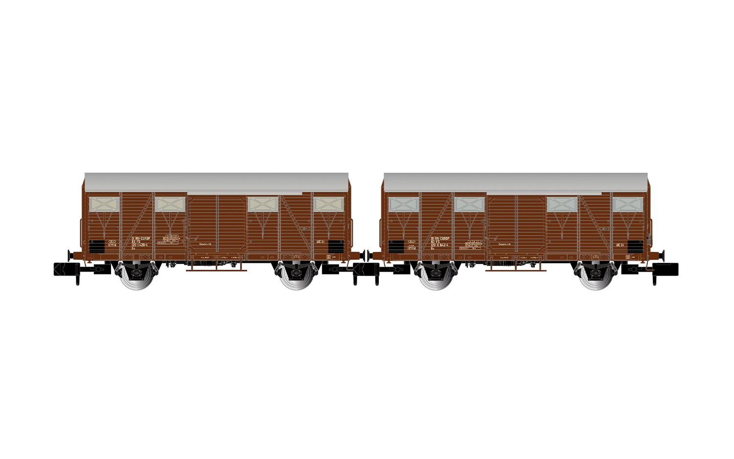 Arnold HN6715 FS, 2-tlg. Set Gs-Wagen, braune Farbgebung, einer mit roten