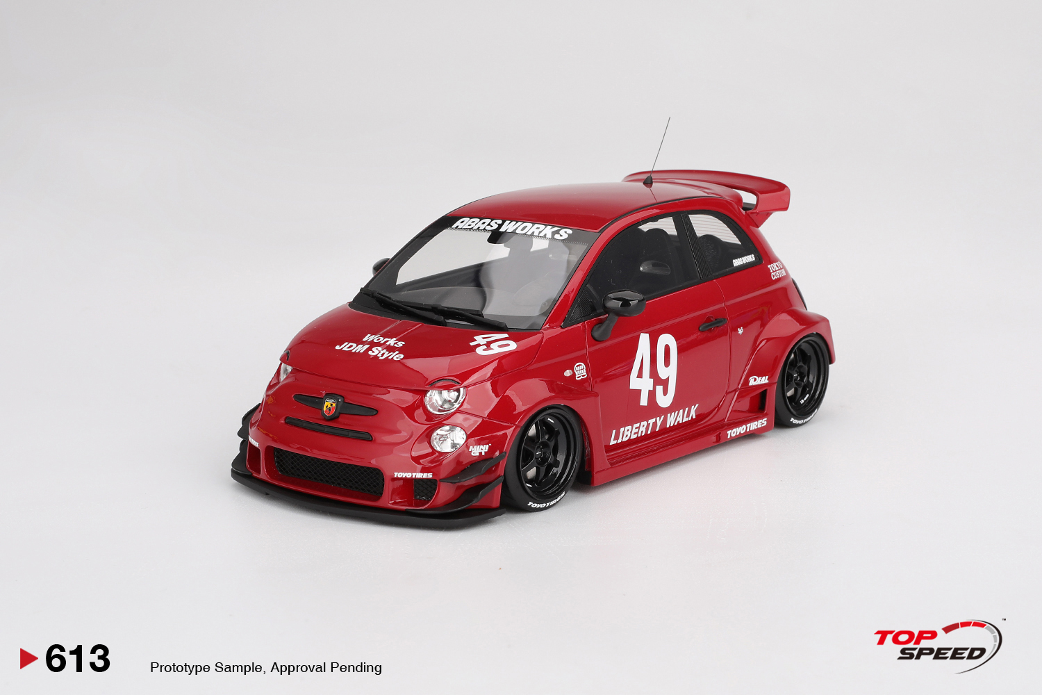 Top Speed 613 Fiat Abarth LB-WORKS x Abas Works 595 Red 2024 1:18