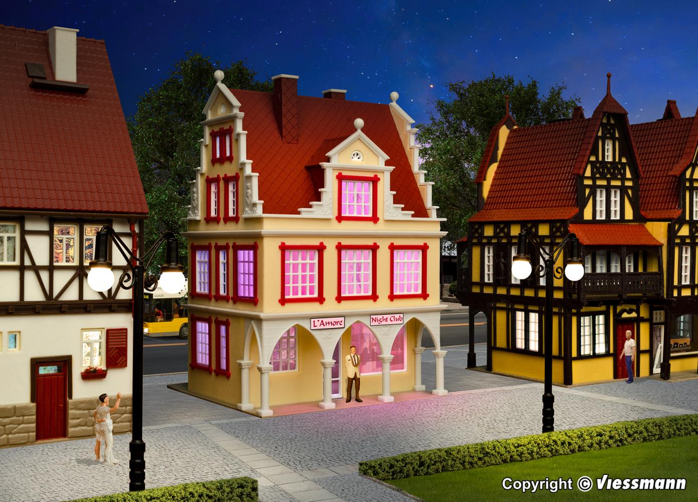 Vollmer 43871 Nachtclub L‘Amore mit LED-Beleuchtung 1:87 Spur H0