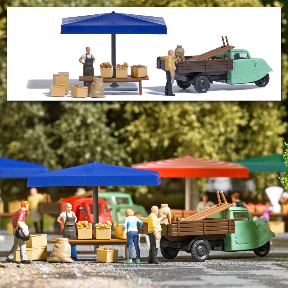 Busch 7914 Action Set Marktstand Kartoffeln 1:87 Spur H0 Neu OVP