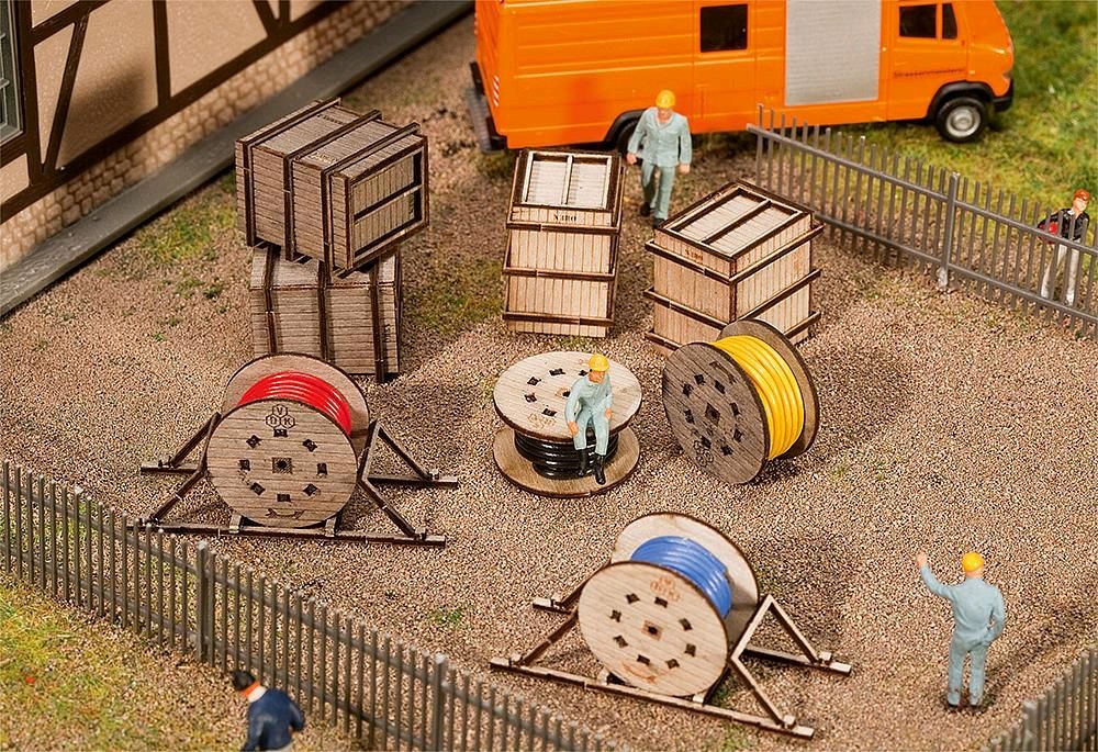 Faller 180617 Transportkisten und Leitungsrollen 1:87 Spur H0 Neu OVP