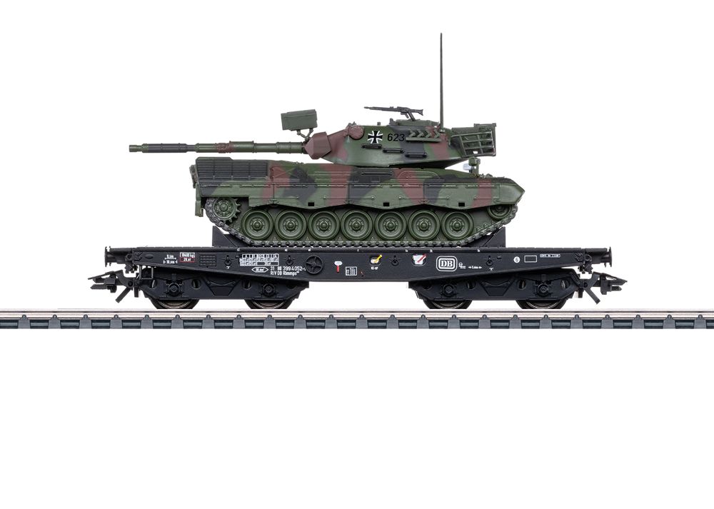 Märklin 48877 Schwerlast-Flachwgn Rlmmps 650 DB Leo 1A1 Spur H0