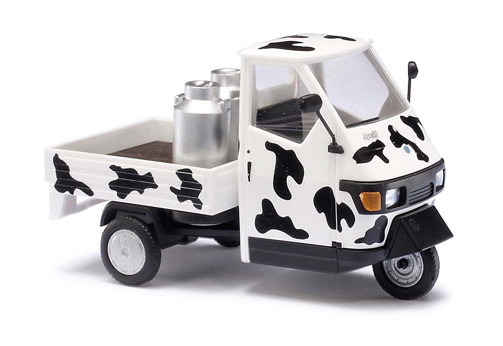 Busch 60004 Piaggio Ape 50 mit Kuhflecken 1:43 Spur 0 Standmodell