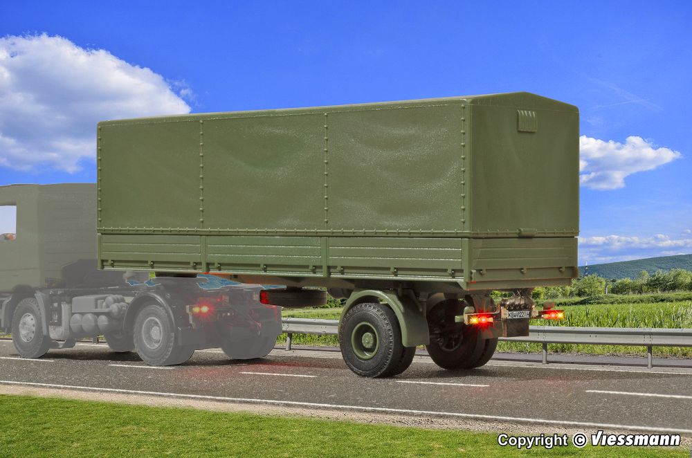 Viessmann 8221 1-achs Planensattelaufl. Militär Funktionsmodell Spur H0