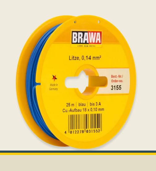 Brawa 3155 Litze 0,14 mm² blau 25-m-Spule Einadrig Neu OVP