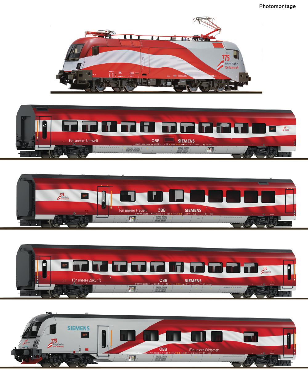 Roco 6290096 5er Set Railjet "175 Jahre" ÖBB DC-Snd. Spur TT
