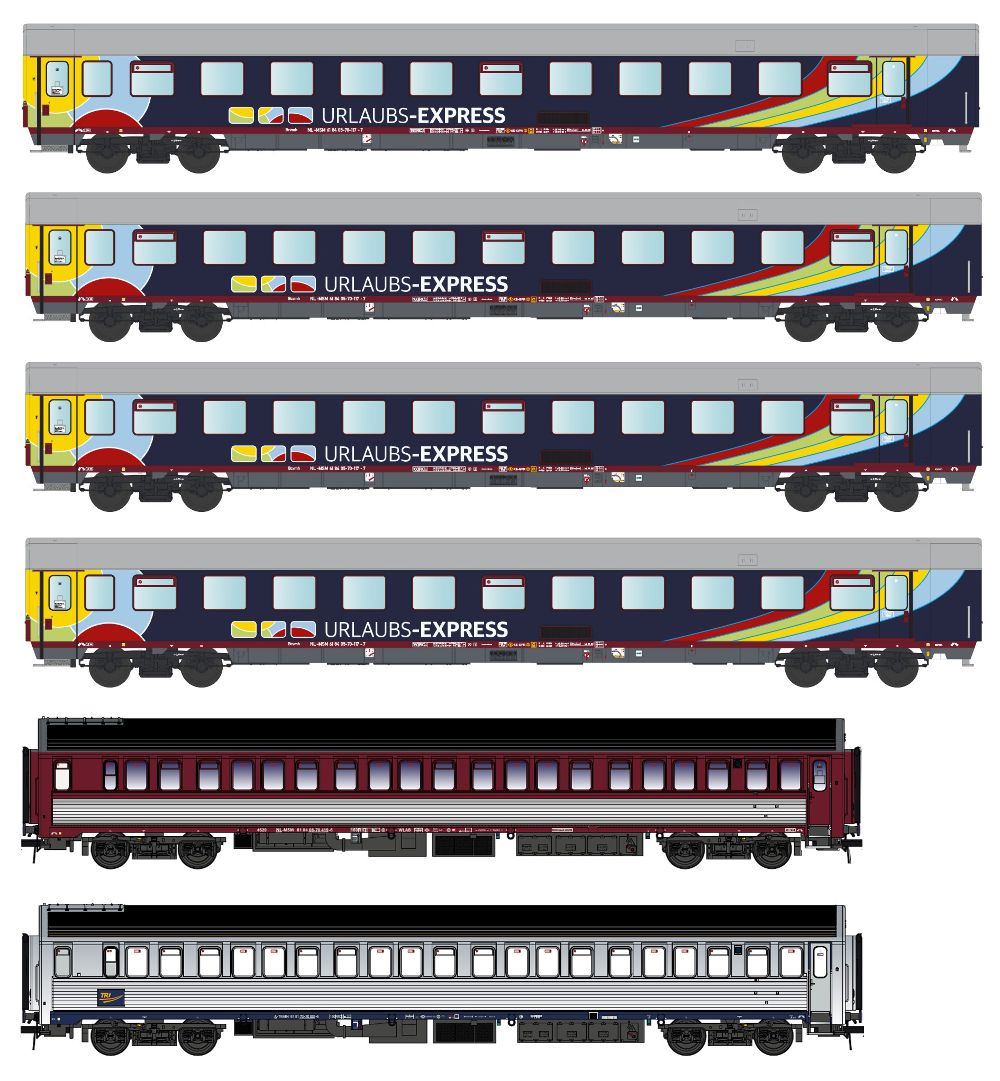 Models World MW2301 6er Set Nachtzugwagen Urlaubs-Express Set 1 Spur H0