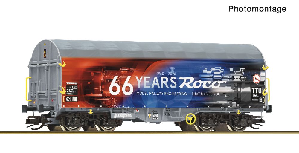 Roco 6680064 Schiebeplanenwagen "66 Jahre ROCO" Spur TT