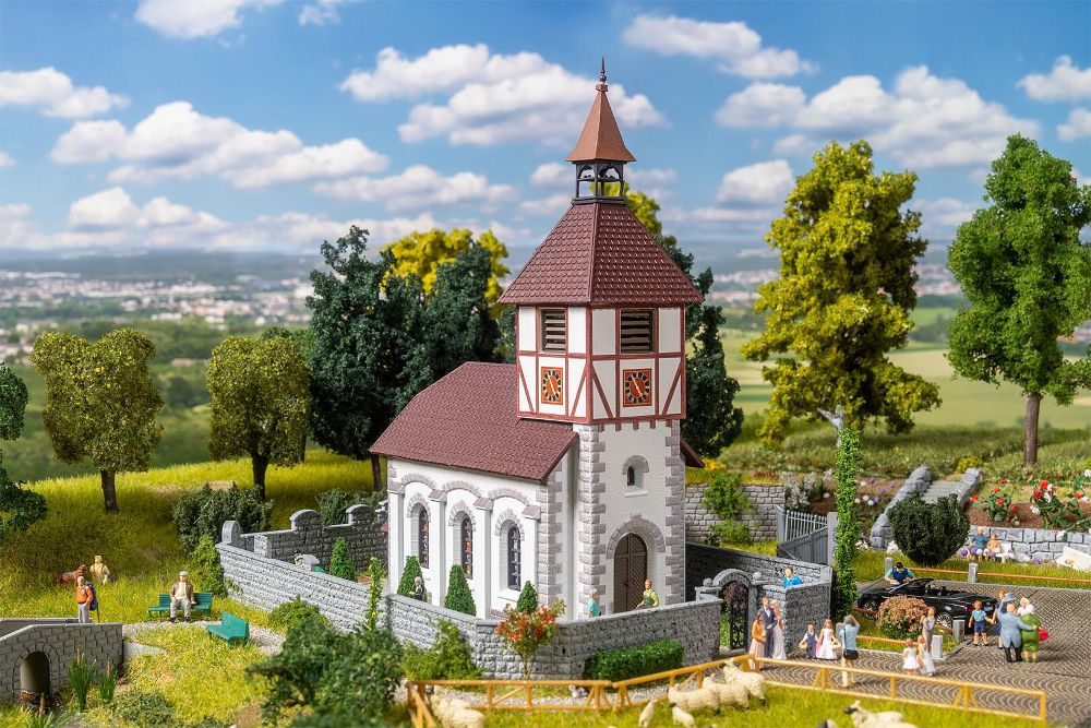 Faller 130679 Dorfkirche mit Kirchhof 1:87 Spur H0 Bausatz NEU OVP
