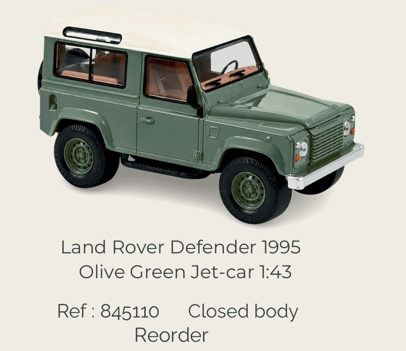 Norev 845110 Land Rover Defender 1995 Olive Green + White Jet-car 1:43