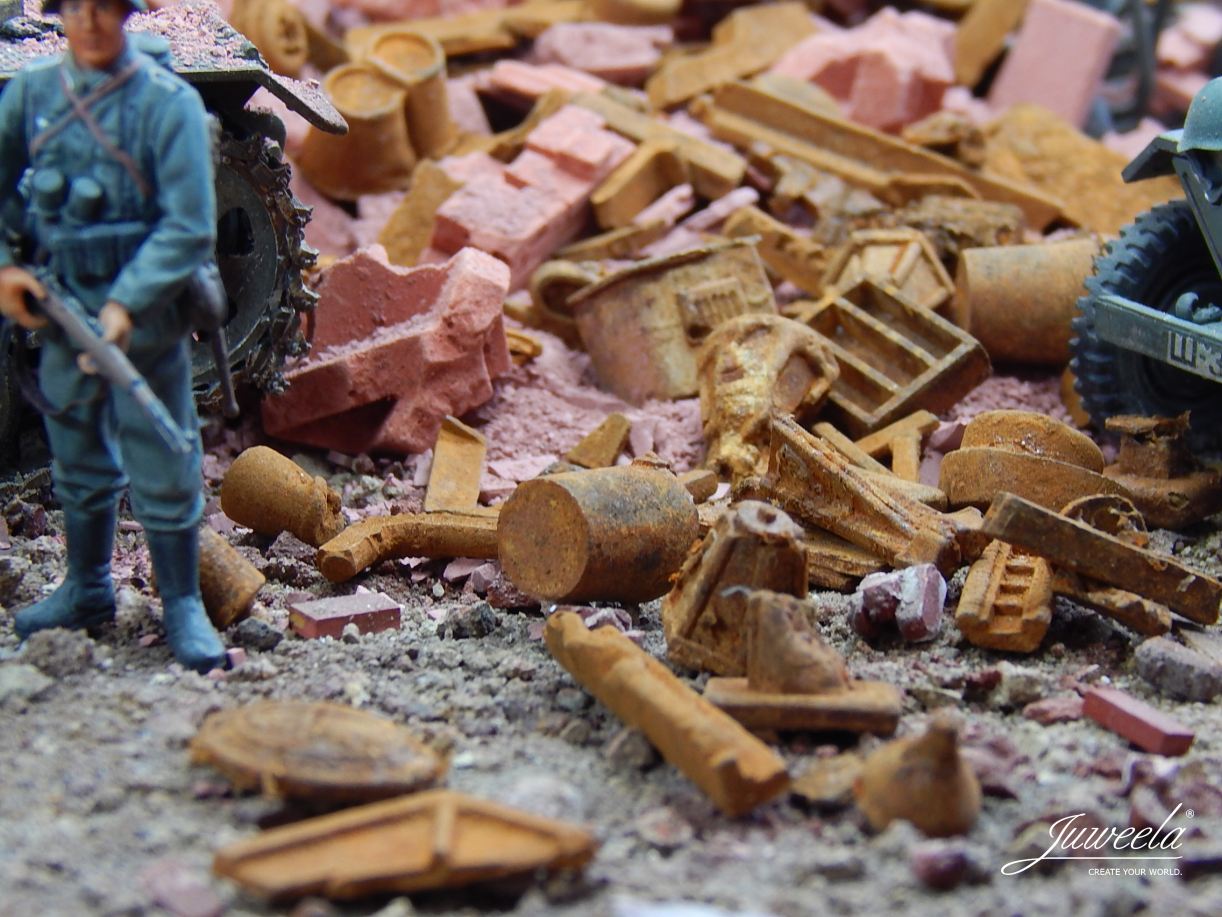 Juweela 23335 Metallschrott Stadt rostig 140g (Miniatur)