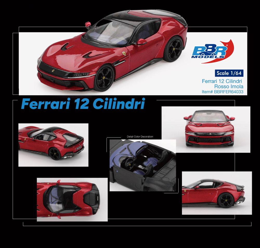BBR BBRFER64033 1:64 FERRARI 12 CILINDRI ROSSO IMOLA 2024