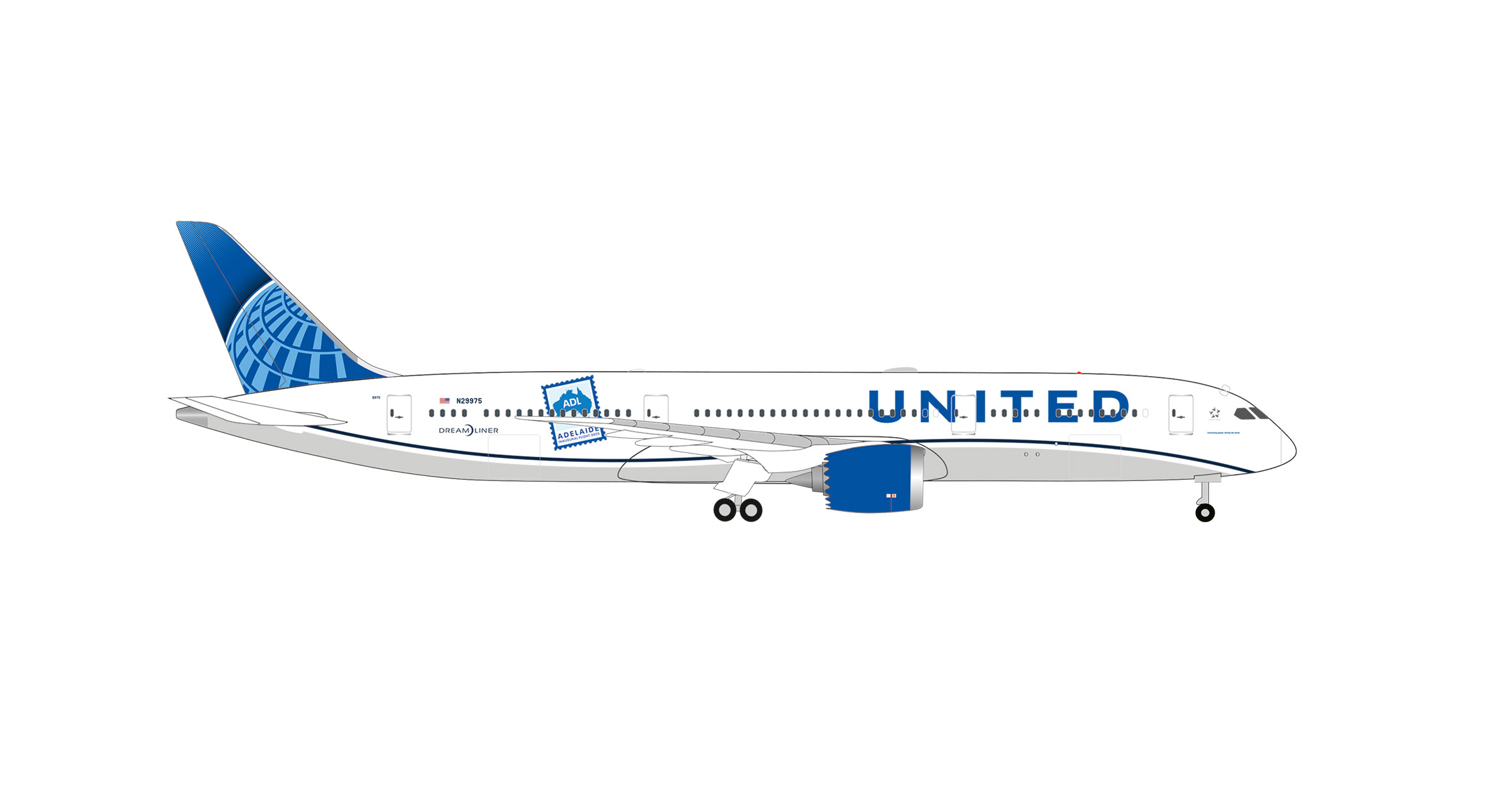 Herpa 539432 B787-9 United Airl. Adelaide