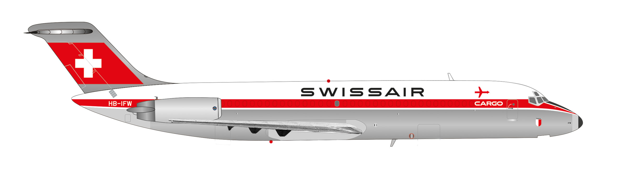 Herpa 573344 Swissair Douglas DC-9-30F  HB-IFW Payerne 1:200