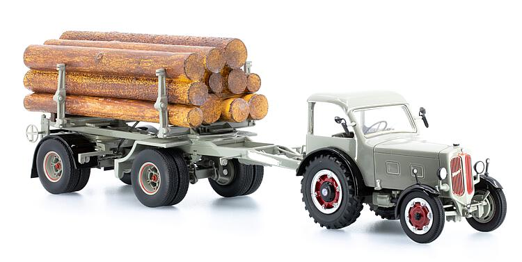 ACE 883018 Hürlimann Industrietraktor D-500 Set mit Anhänger 1:32