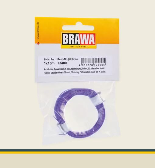 Brawa 32400 Hochflexible Decoderlitze 0,05 mm² lila Neu OVP