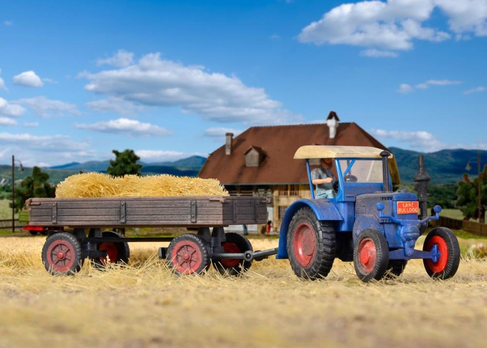 Kibri 12232 LANZ Traktor mit Gummiradwagen - Spur H0 1:87