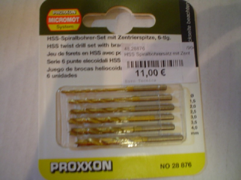 Proxxon 28876 Spiralbohrersatz mit Zentrierspitze 6 teilig