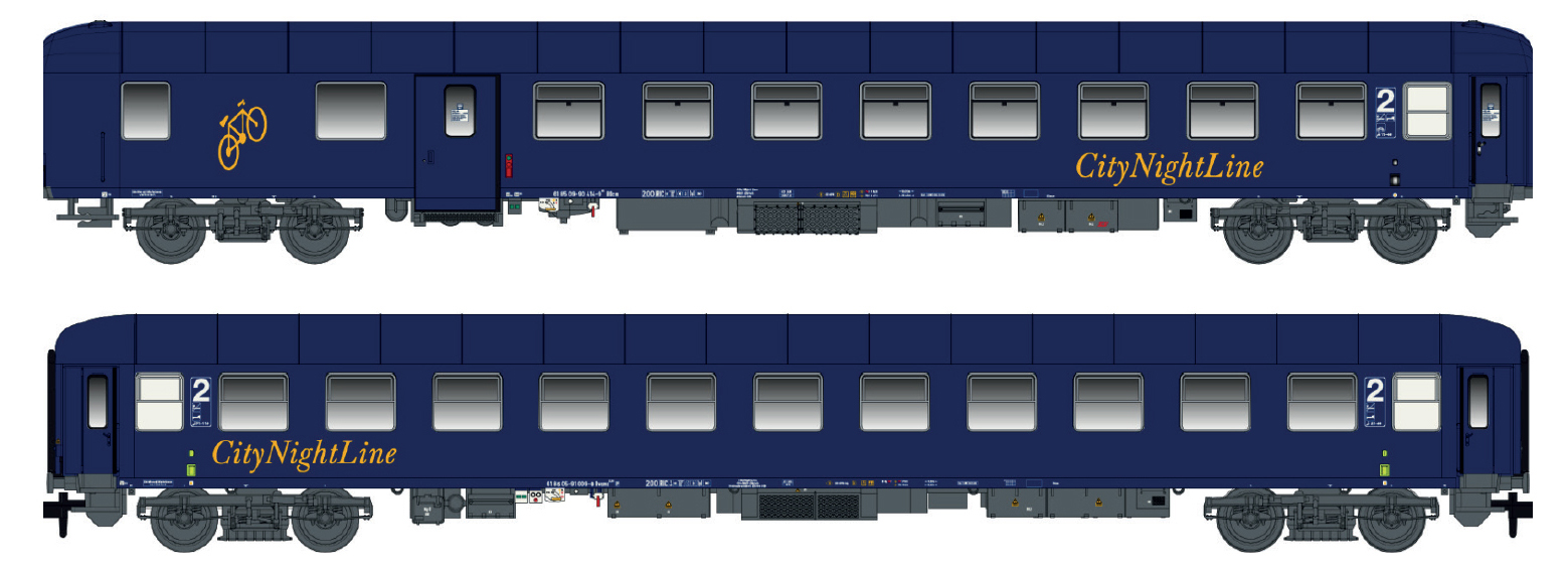 LS Models 97039N 2er Set Nachtzugwagen Bcvmh + Bdcm CNL, Ep.V Spur N