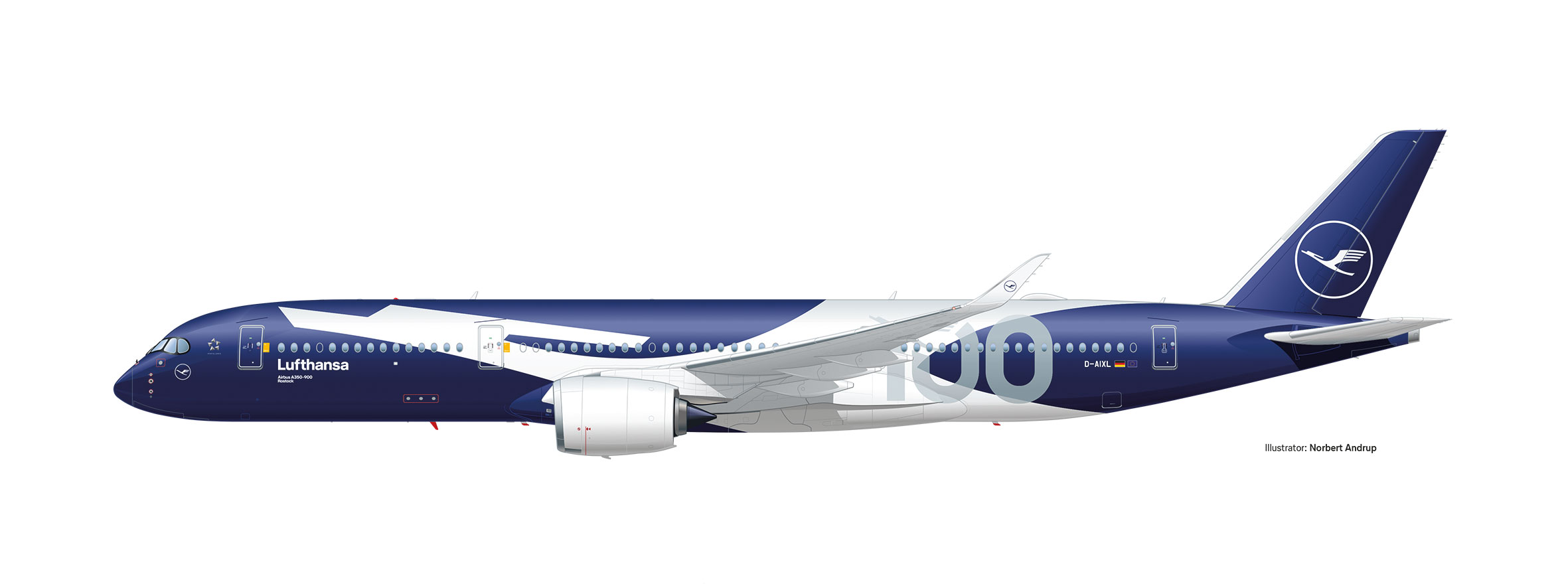 Herpa 614924 A350-900 Lufthansa 100 Jahre