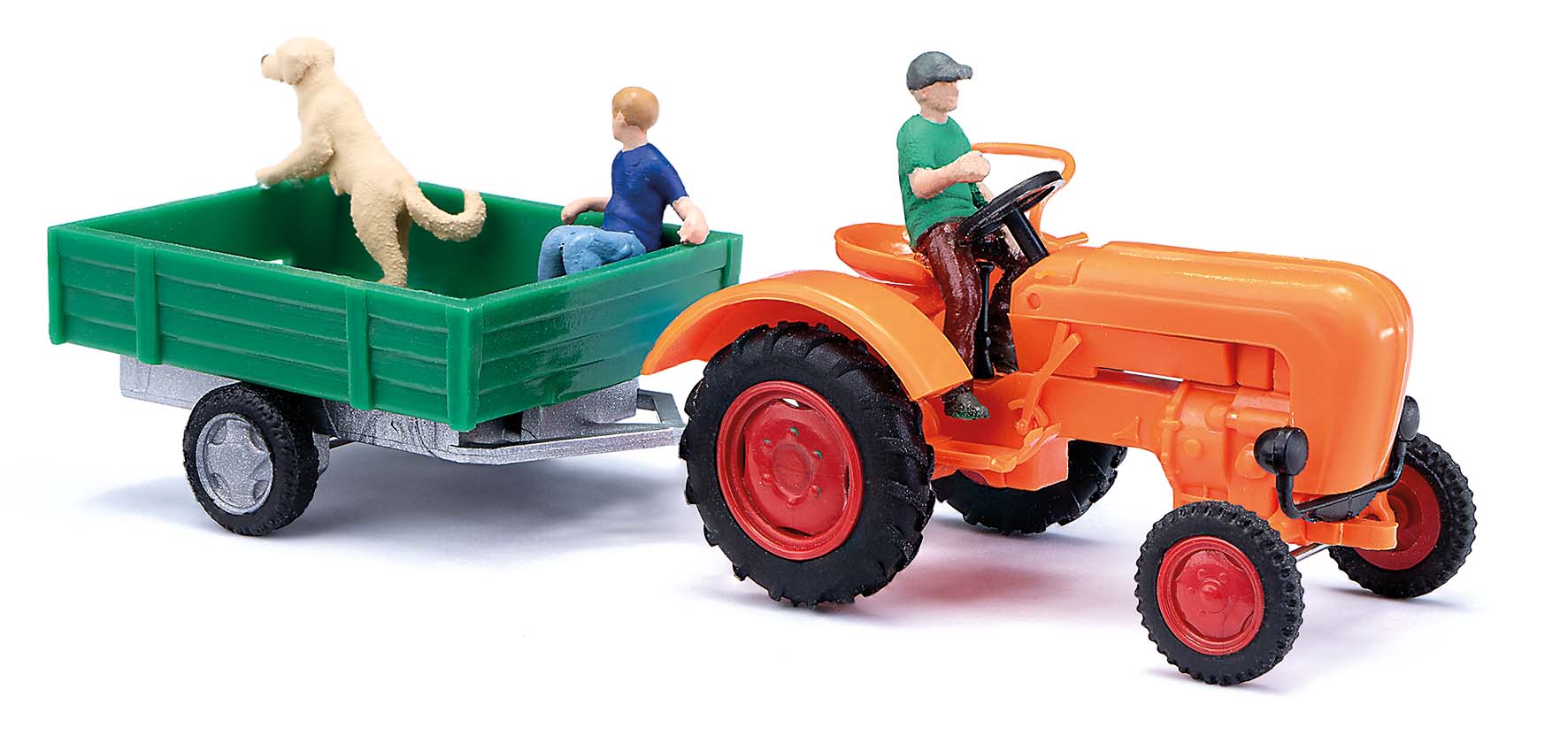 Busch 50052 Allgaier A 111 L mit Einachsanhänger und Figuren 1:87