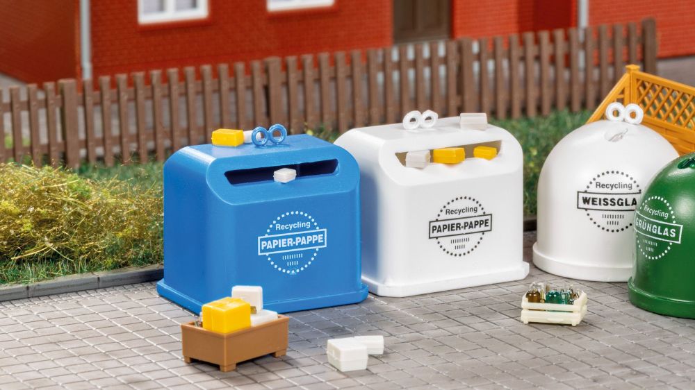 Auhagen 41695 Recycling-Container mit Zubehör 1:87/1:120 Spur H0/TT